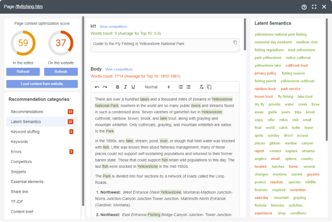 पक्का करें your content contains the right keywords